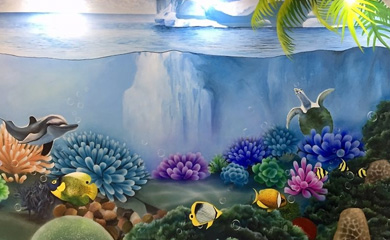 海底世界主题墙绘_游乐场墙绘_游泳馆墙绘